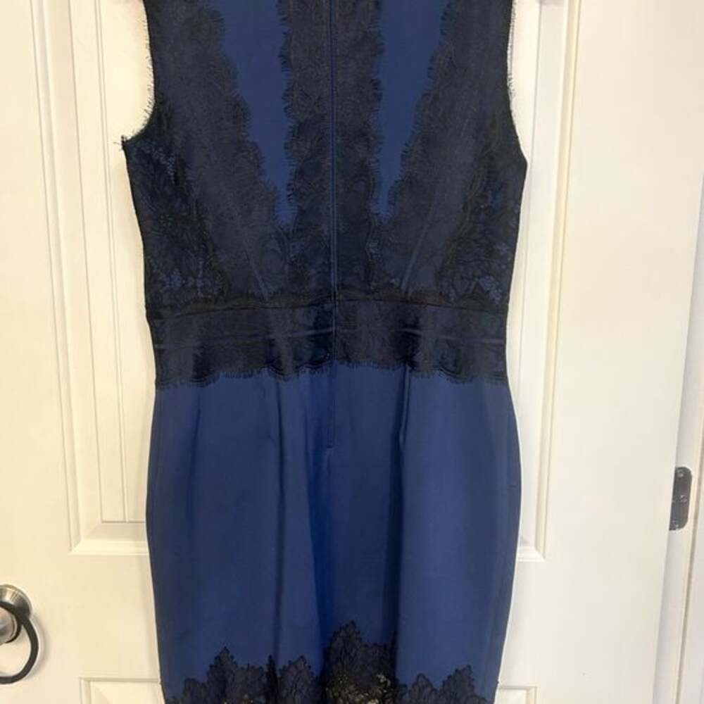 Tadashi Shoji Lace Overlay Sheath Dress Midnight Blue Black Size 14 NWT - Picture 6 of 9